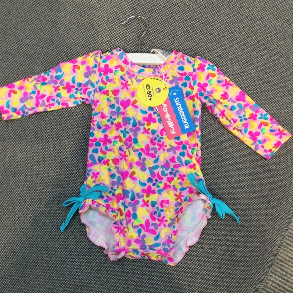 Ruffle Butts One Piece Rash Guard One Piece Neon